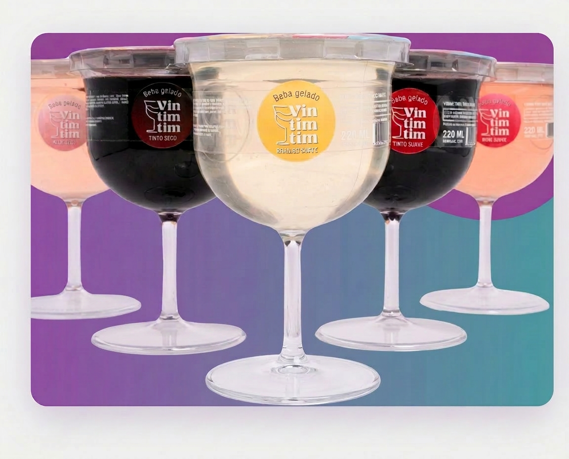 Linha de vinhos VINTIMTIM em taças individuais